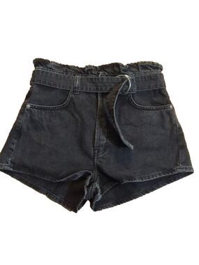 H&M Divided Black Denim High Waist Shorts Size 4 NWT